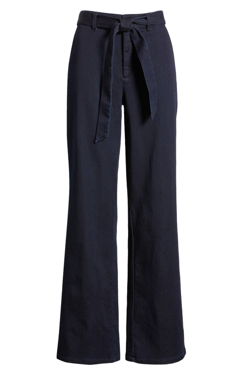 Anne Klein Tie Front High Waist Trouser Jeans in Indigo Rinse Wash